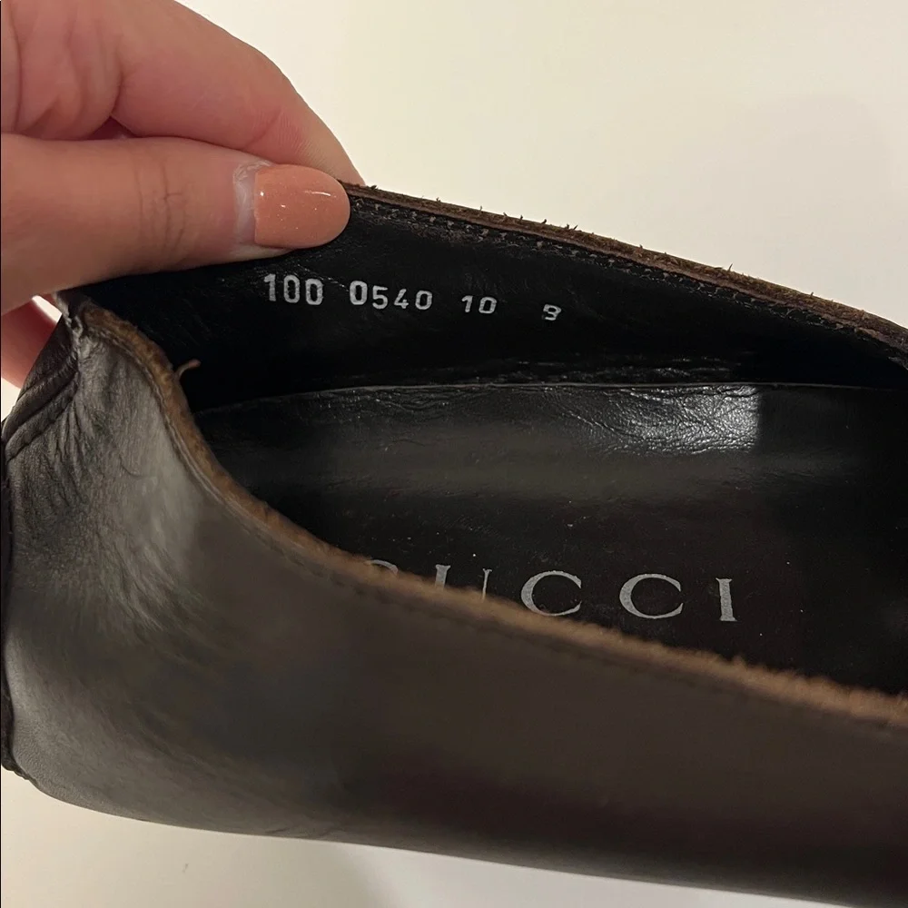 Gucci Men's Dark Brown Leather Slip-Ons size 10